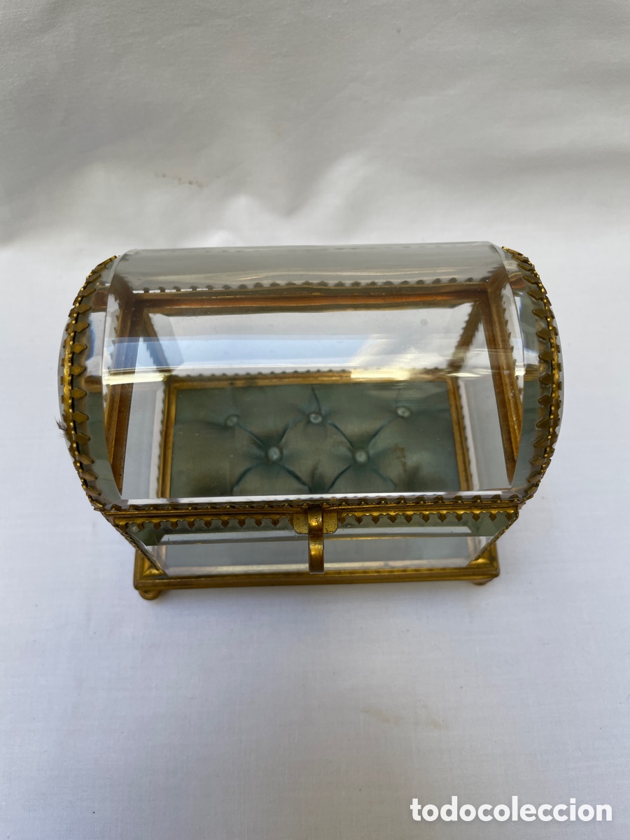 Antig&uuml;edades: Joyero de cristal y bronce siglo XIX - Foto 2