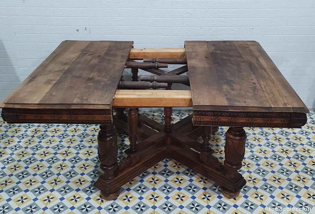Antig&uuml;edades: Antigua mesa extensible de nogal estilo Espa&ntilde;ol - Foto 2