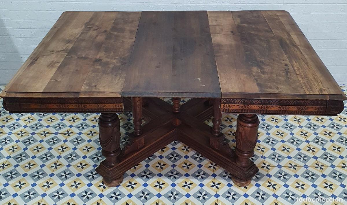 Antig&uuml;edades: Antigua mesa extensible de nogal estilo Espa&ntilde;ol - Foto 3