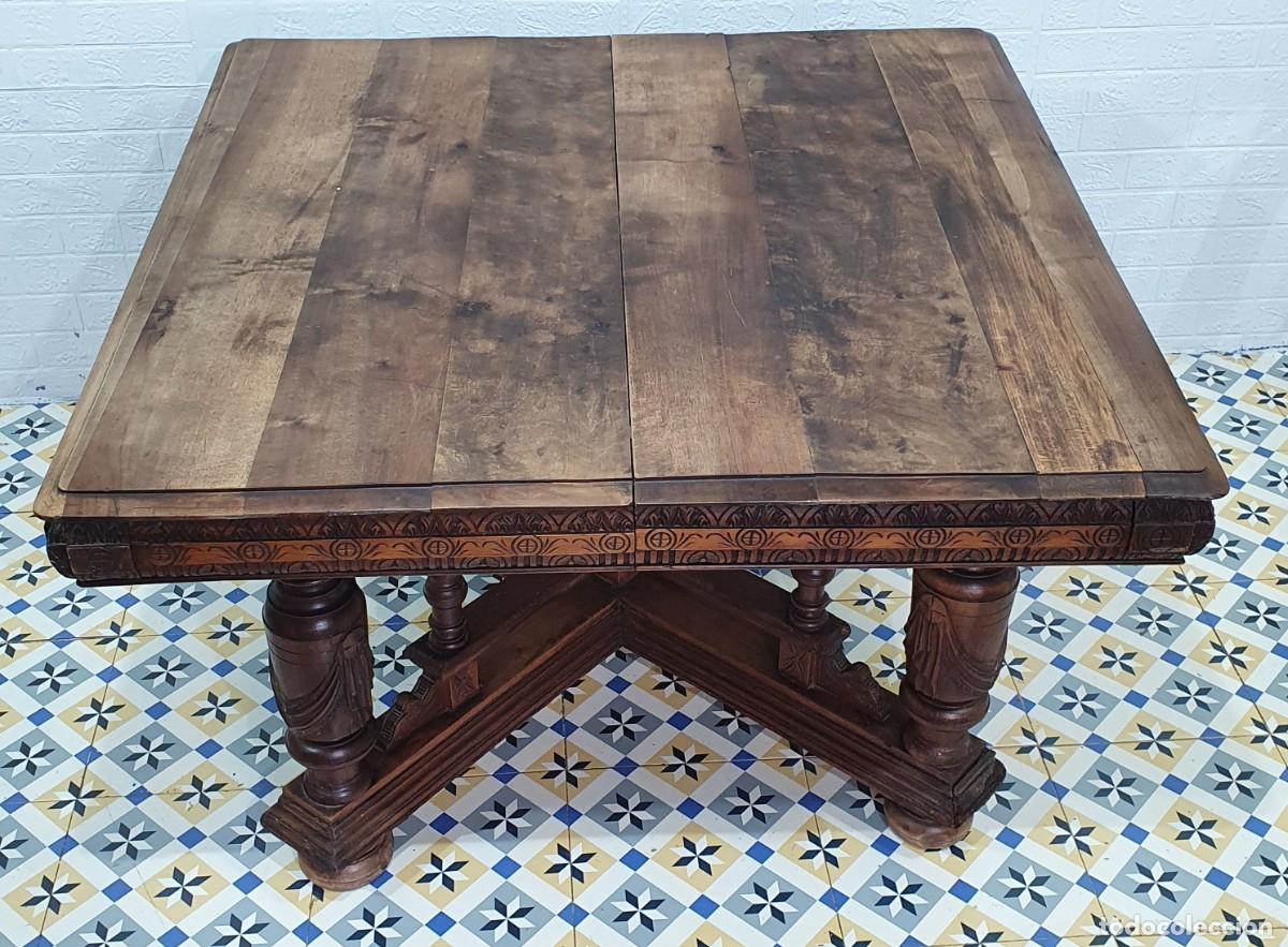 Antig&uuml;edades: Antigua mesa extensible de nogal estilo Espa&ntilde;ol - Foto 7