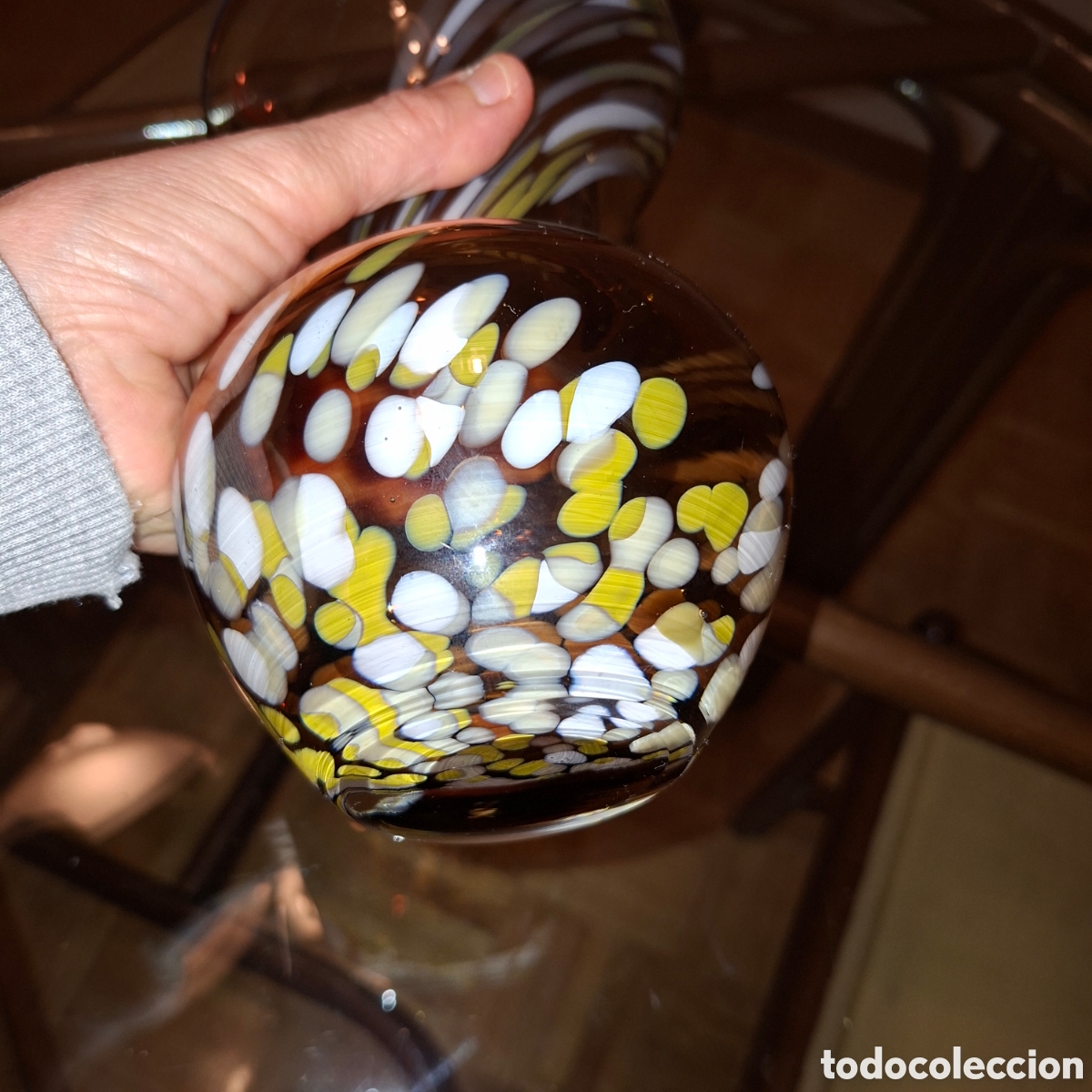 Antig&uuml;edades: JARRON CRISTAL DE MURANO COLOR AMBAR - Foto 3