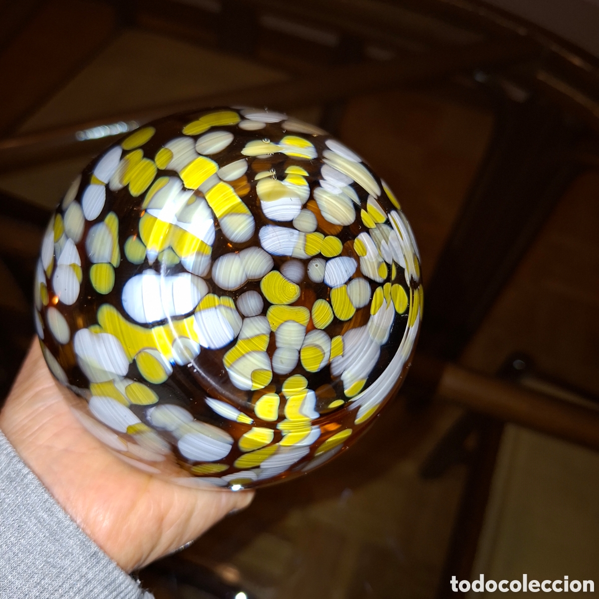Antig&uuml;edades: JARRON CRISTAL DE MURANO COLOR AMBAR - Foto 4