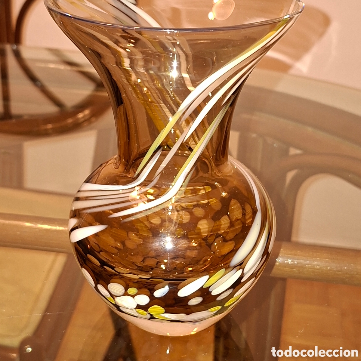 Antig&uuml;edades: JARRON CRISTAL DE MURANO COLOR AMBAR - Foto 8