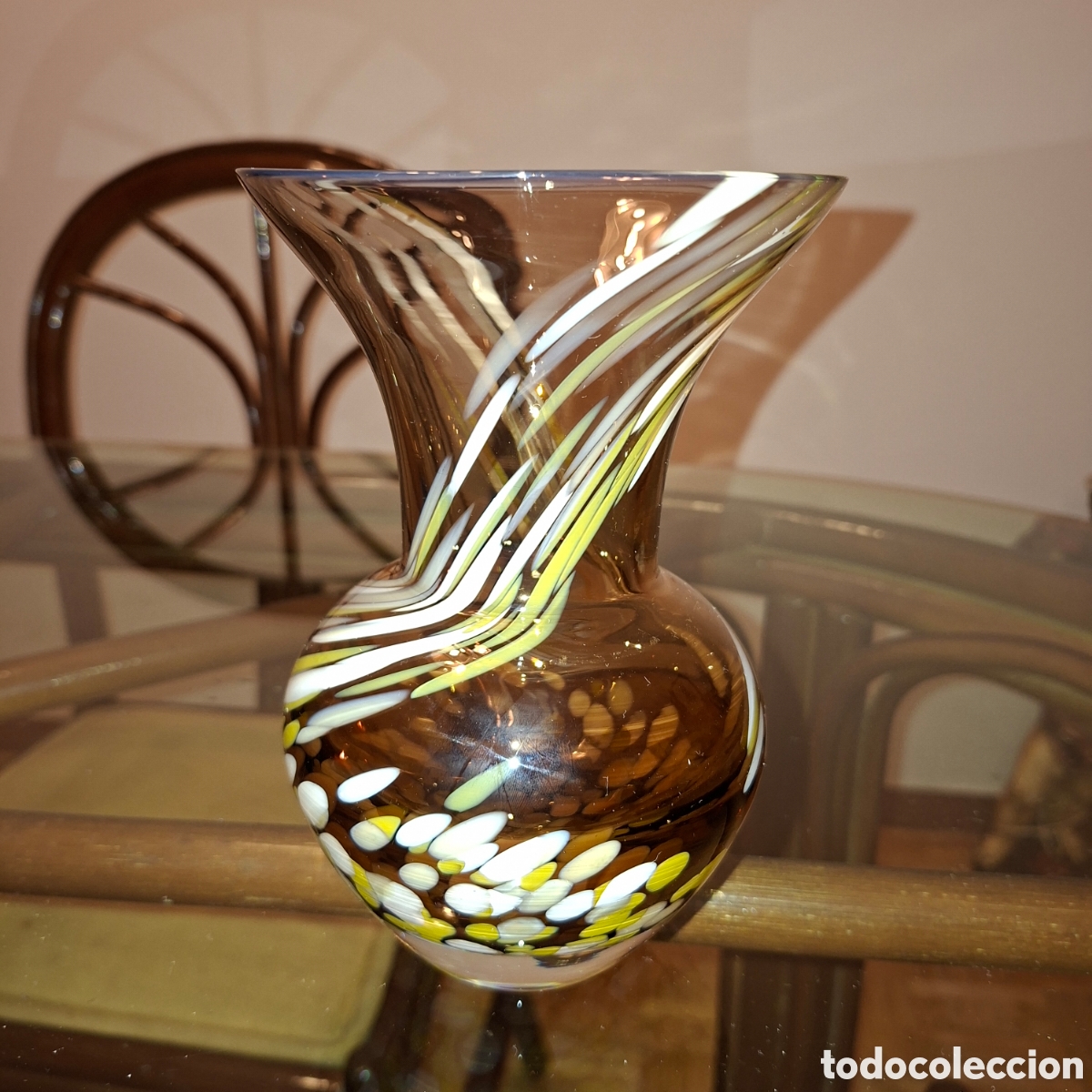 Antig&uuml;edades: JARRON CRISTAL DE MURANO COLOR AMBAR - Foto 1