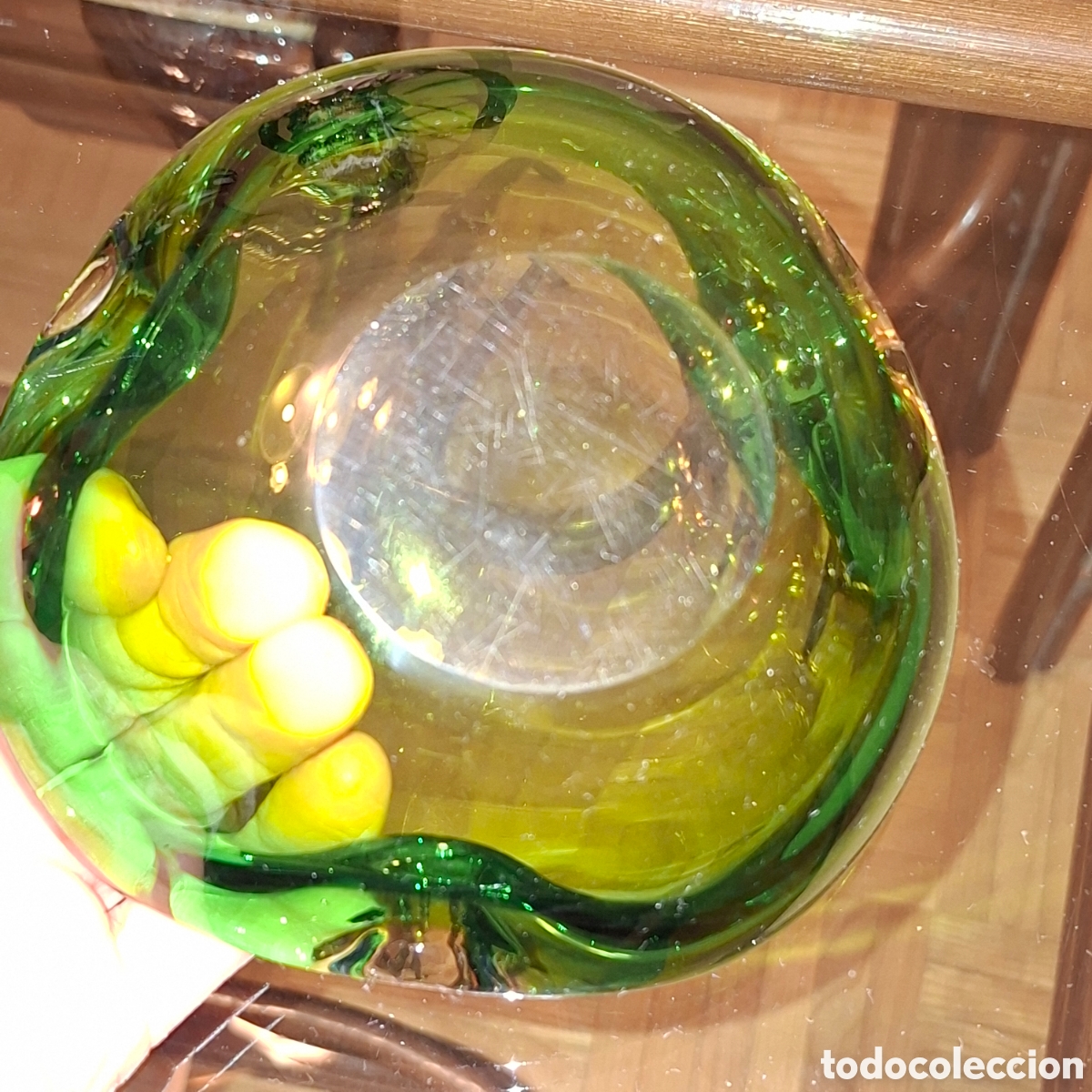 Antig&uuml;edades: CENICERO DE CRISTAL DE MURANO VERDE - Foto 4