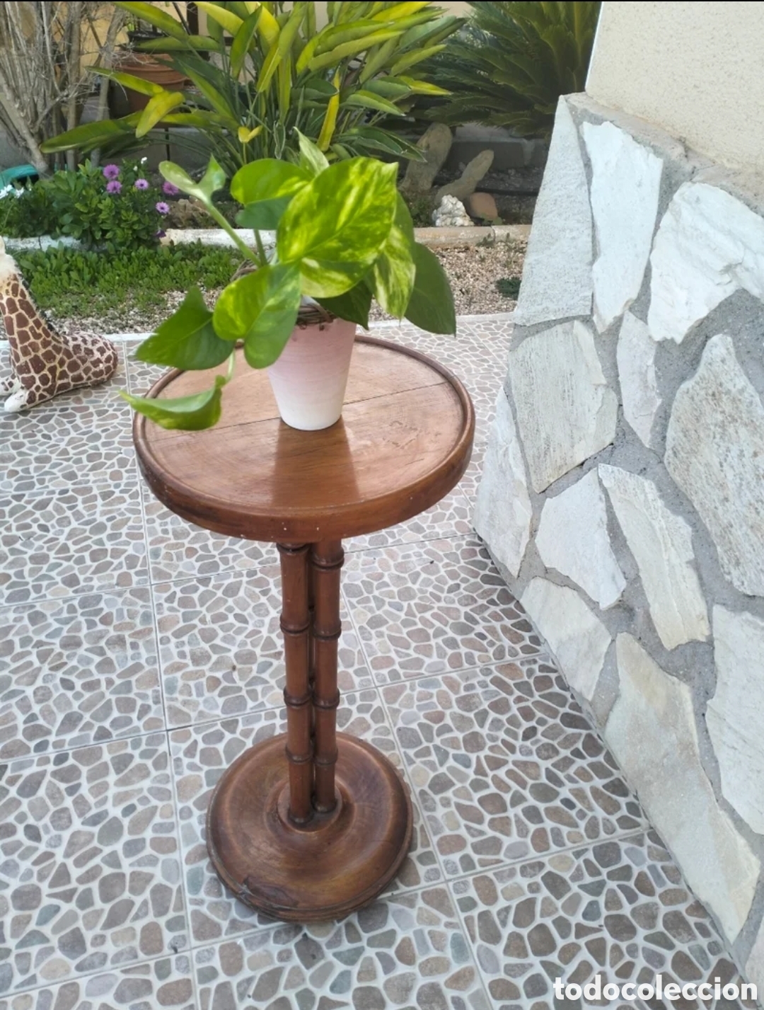 Antig&uuml;edades: Pedestal antiguo de madera - Foto 1