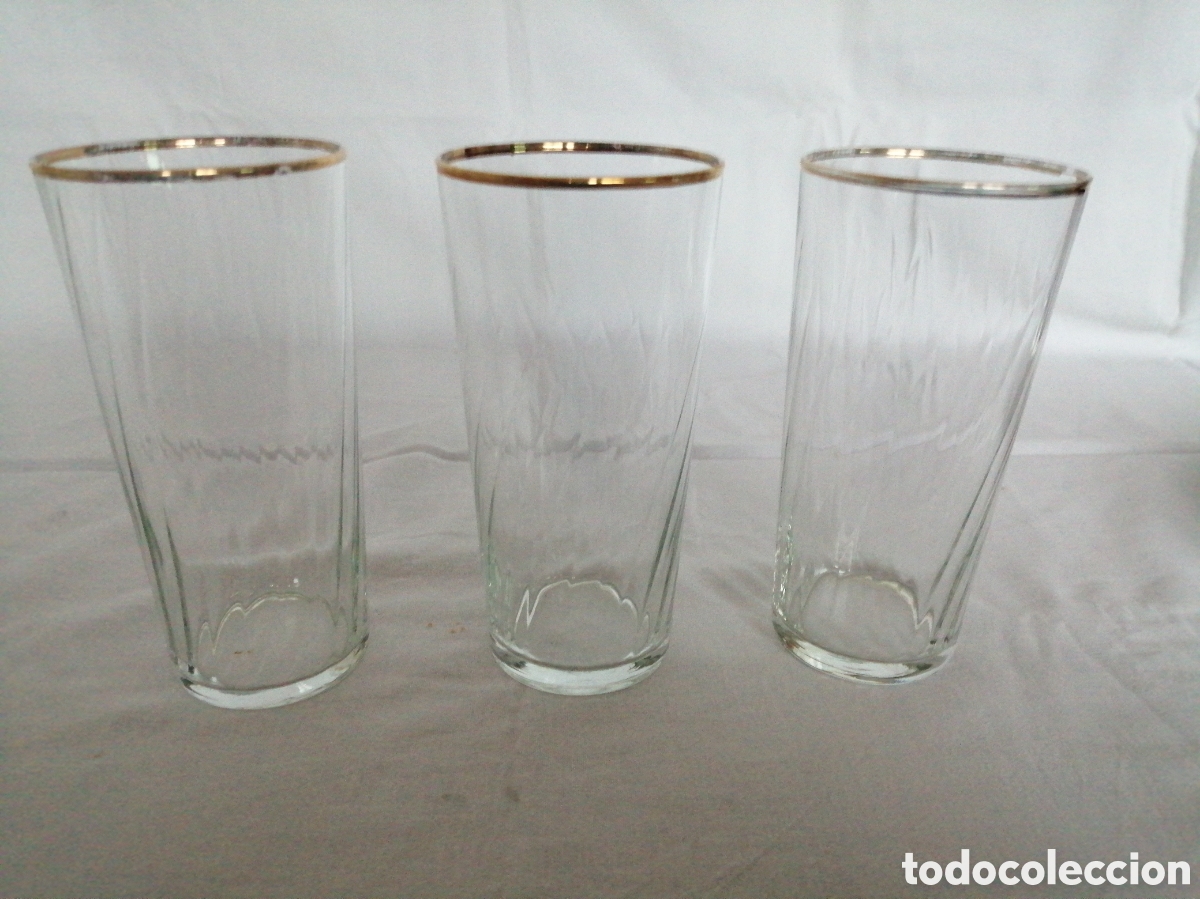 Antig&uuml;edades: Vasos de cristal con filo de oro - Foto 1