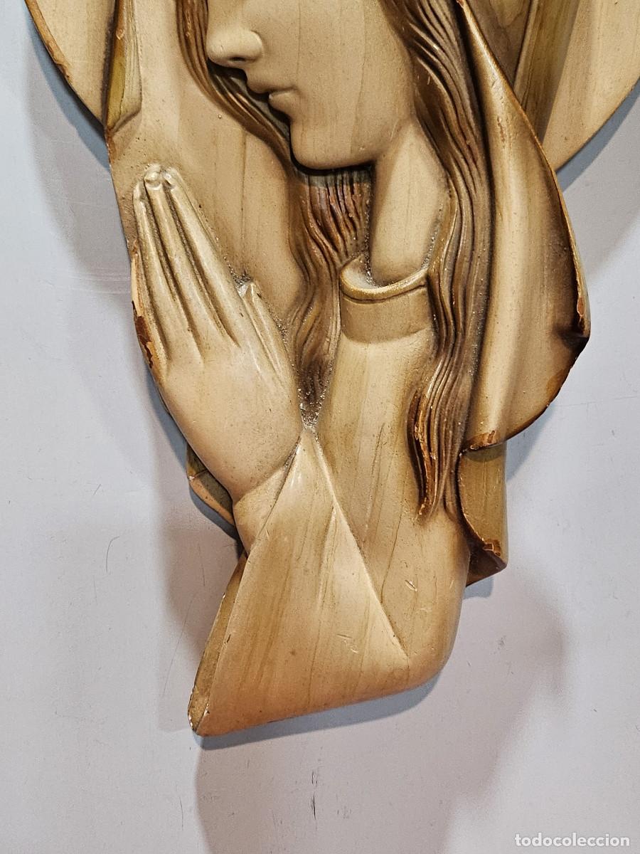 Antig&uuml;edades: virgen de colgar de ceramica - Foto 3