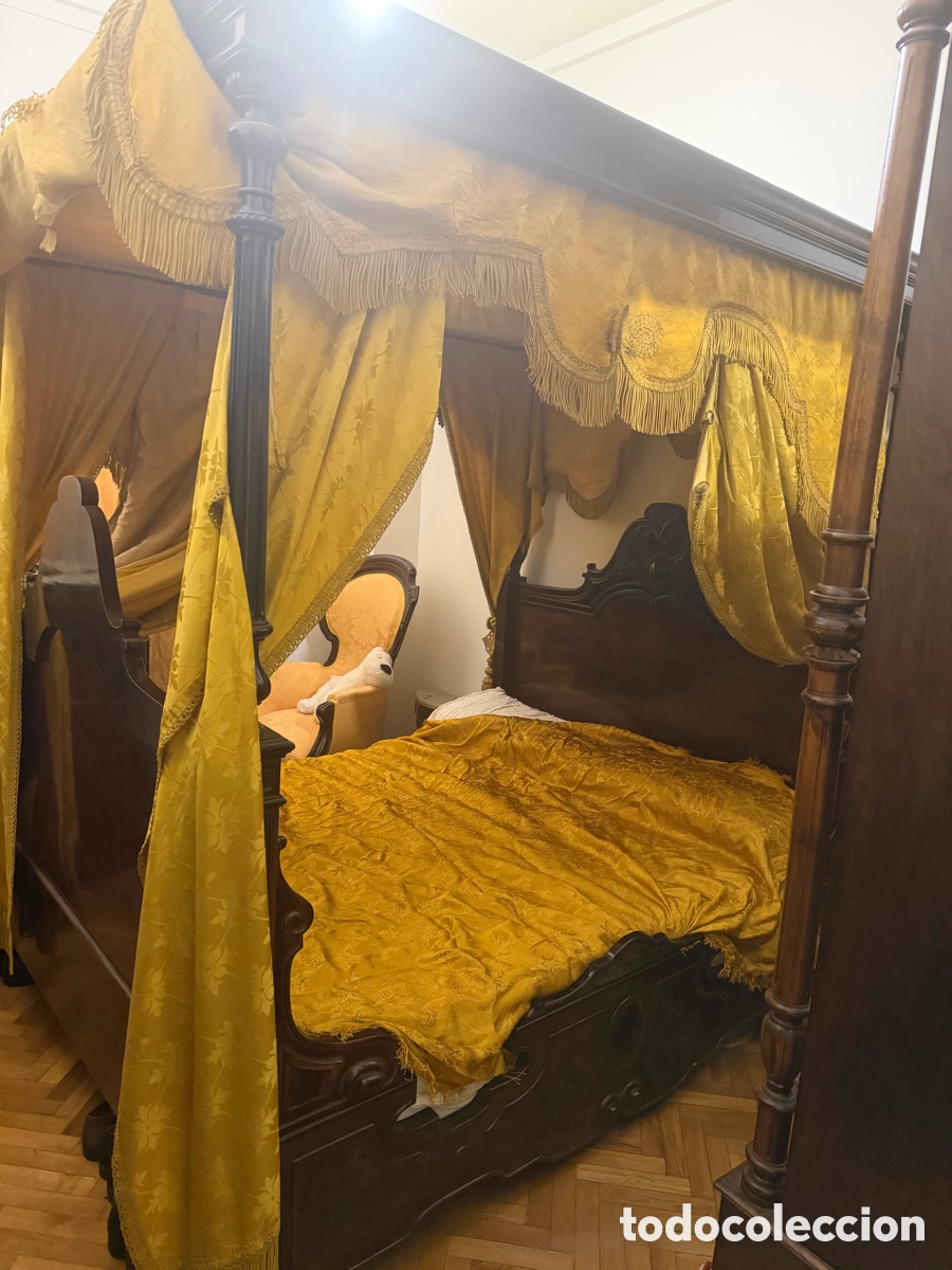 Antig&uuml;edades: espectacular cama de caoba con dosel - Foto 1