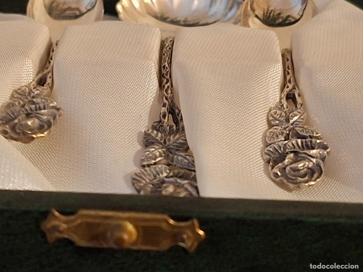 Antig&uuml;edades: Juego de cucharillas de plata con estuche - Foto 4