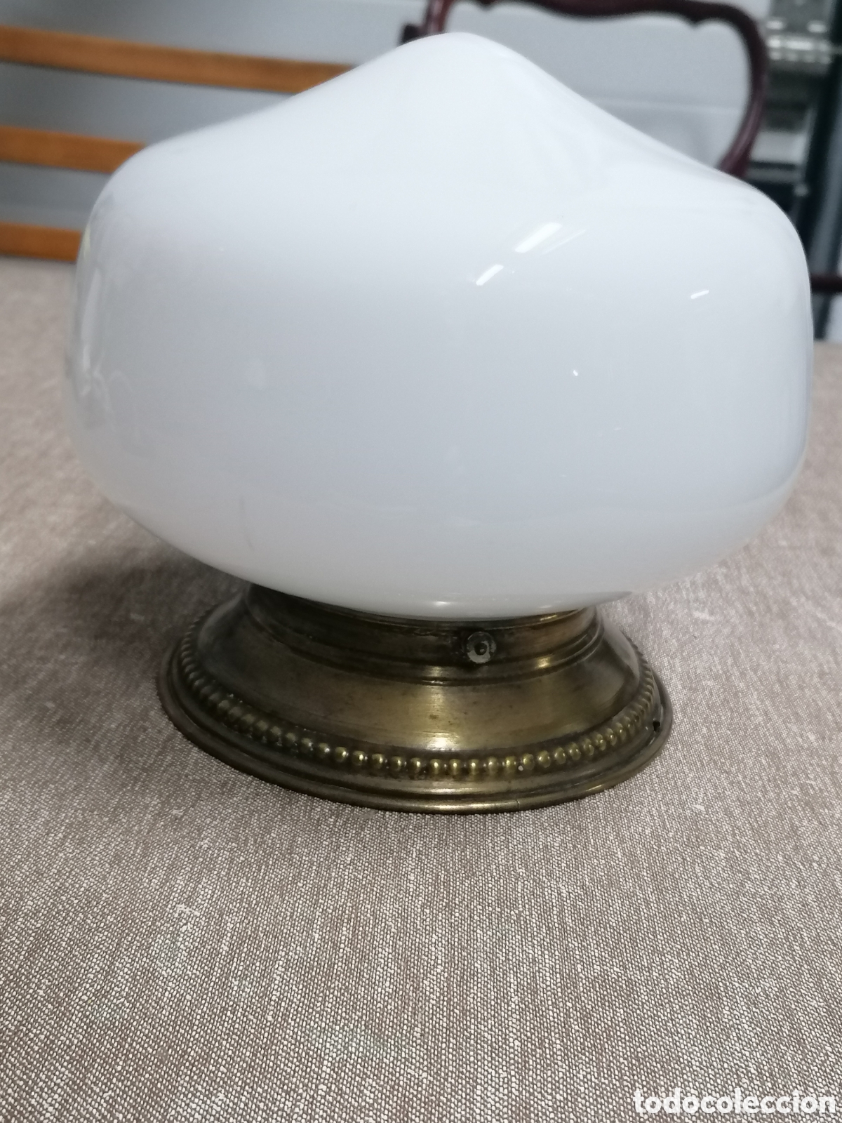 Antig&uuml;edades: L&aacute;mpara de techo art deco opalina - Foto 4
