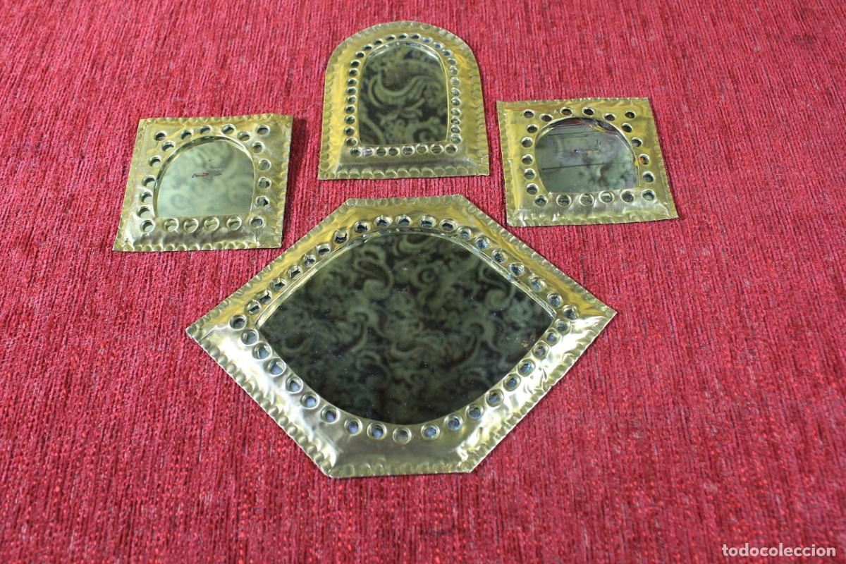Antiguidades: Conjunto Vintage Espejos Lat&oacute;n, Espejos Granada, Espejitos &Aacute;rabes, Conjunto 4 espejos