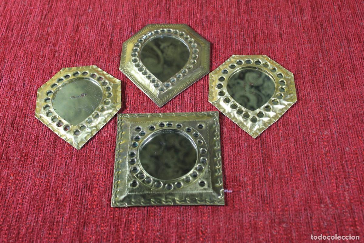 Antiguidades: Conjunto Vintage Espejos Lat&oacute;n, Espejos Granada, Espejitos &Aacute;rabes, Conjunto 4 espejos, Espejos
