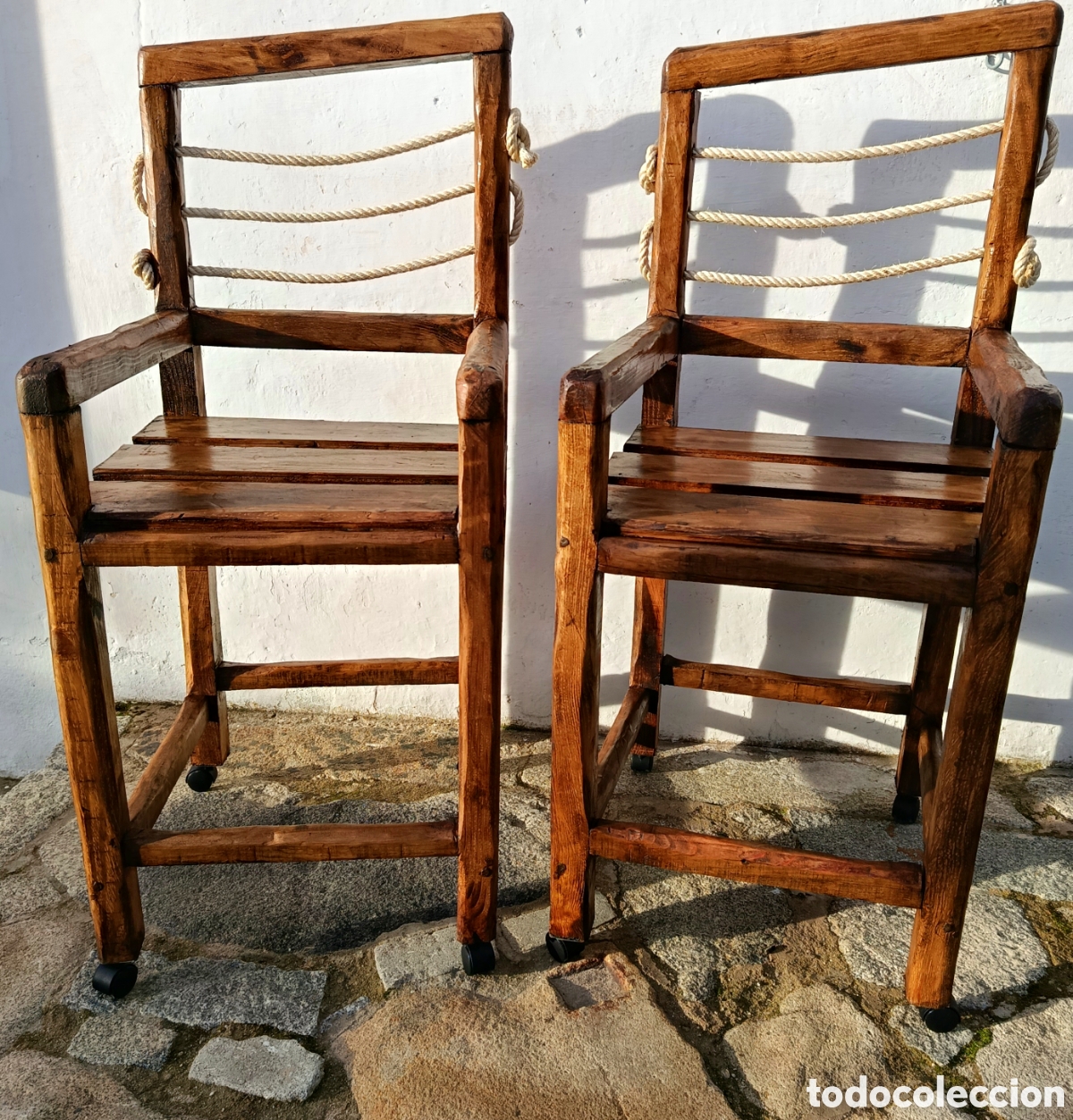 Antiquit&eacute;s: Pareja de sillones navales grandes