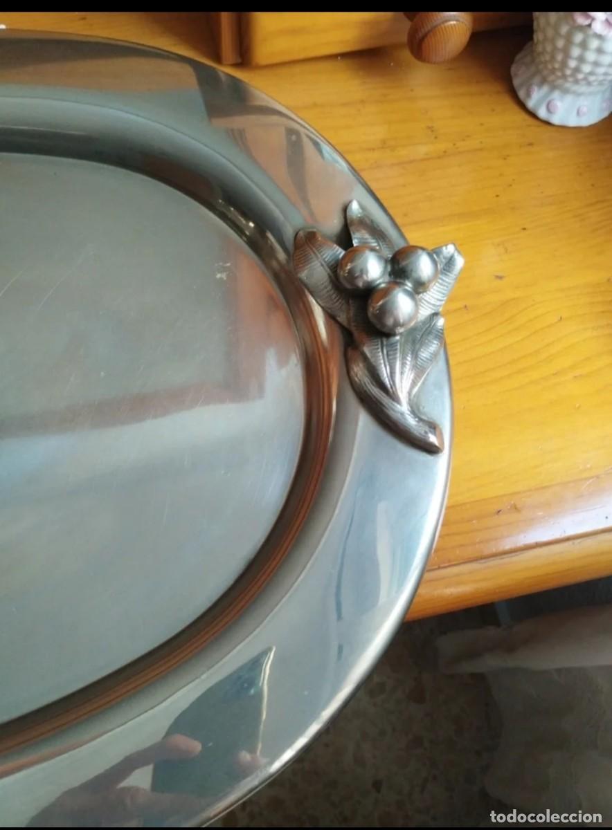 Antig&uuml;edades: Bandeja de Alpaca, ovalada - Foto 3