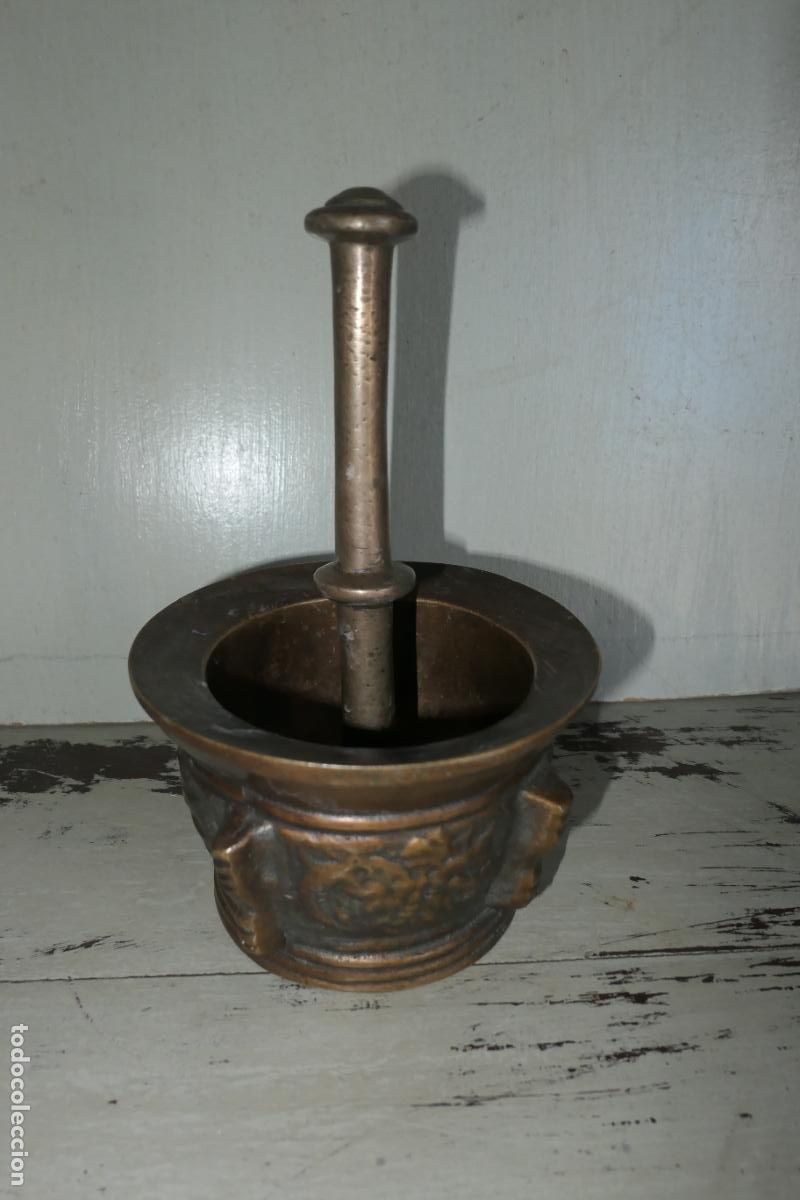 Antig&uuml;edades: Antiguo almirez, mortero de bronce. - Foto 12