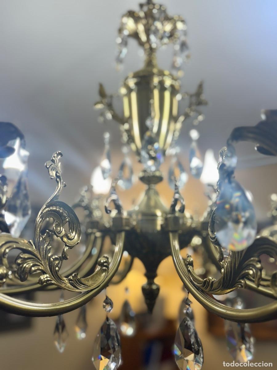 Antig&uuml;edades: L&aacute;mpara de bronce Strauss de 8 brazos - Foto 3