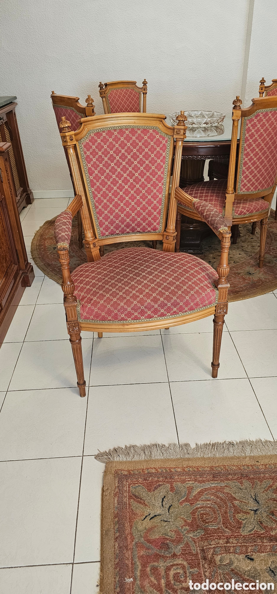 Antig&uuml;edades: Mesa comedor extensible, madera de raiz con sillas - Foto 2