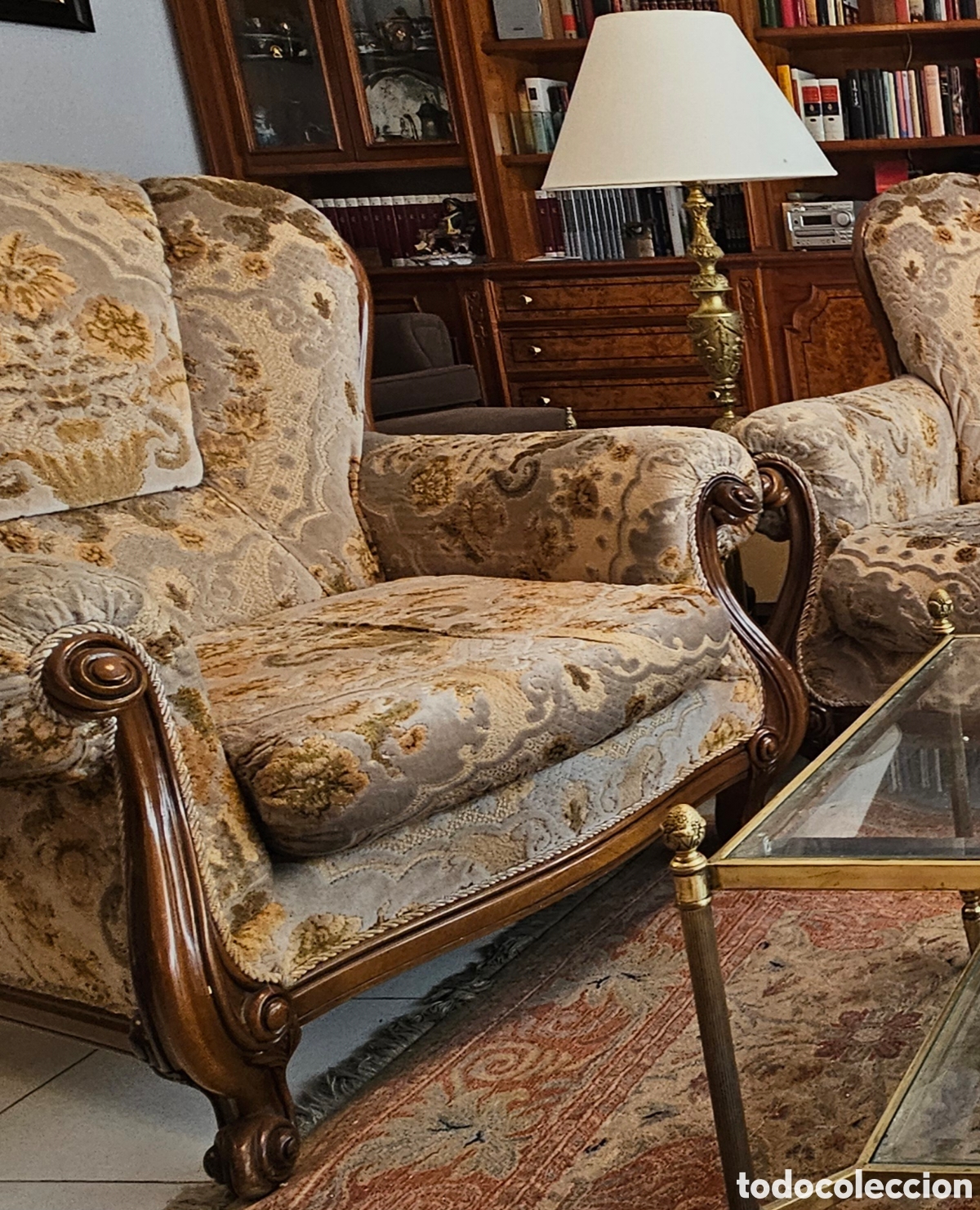Antig&uuml;edades: Tresillo vintage de madera noble - Foto 2