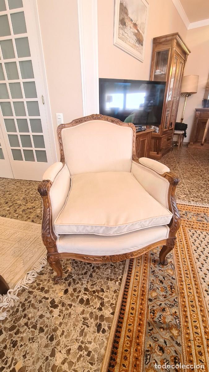 Antig&uuml;edades: Sof&aacute; y 2 Sillones Nogal Labrado - Foto 7