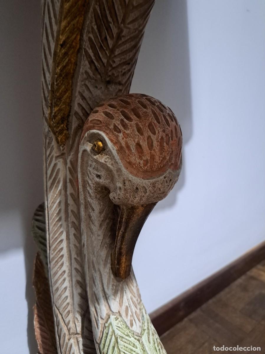 Antig&uuml;edades: MESA AUXILIAR DE MADERA Y M&Aacute;RMOL - CISNE - Foto 5