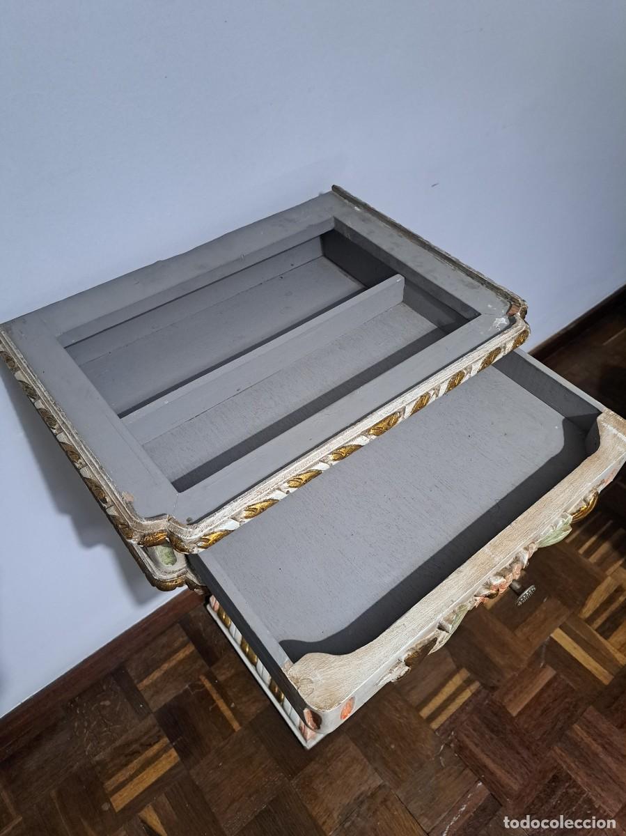 Antig&uuml;edades: MESA AUXILIAR DE MADERA Y M&Aacute;RMOL - CISNE - Foto 11