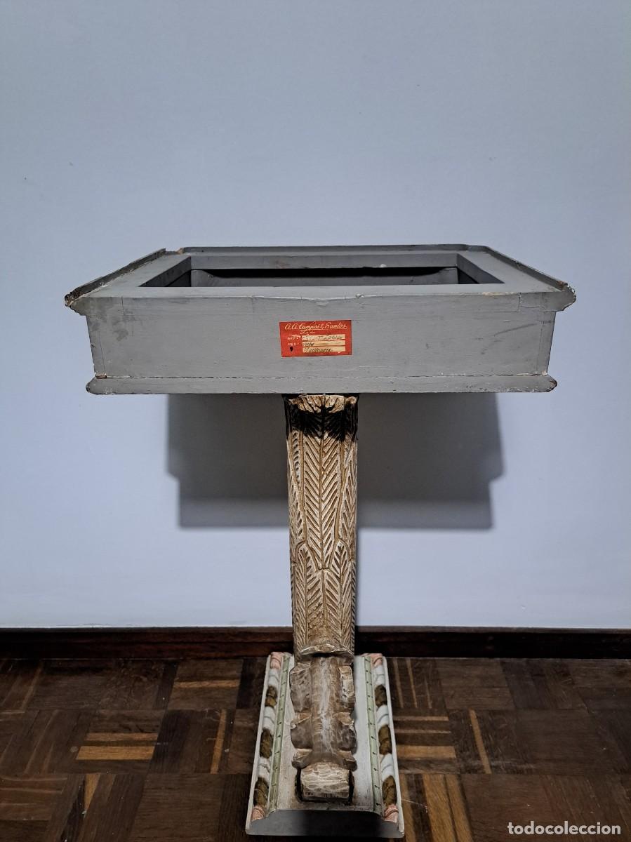 Antig&uuml;edades: MESA AUXILIAR DE MADERA Y M&Aacute;RMOL - CISNE - Foto 12