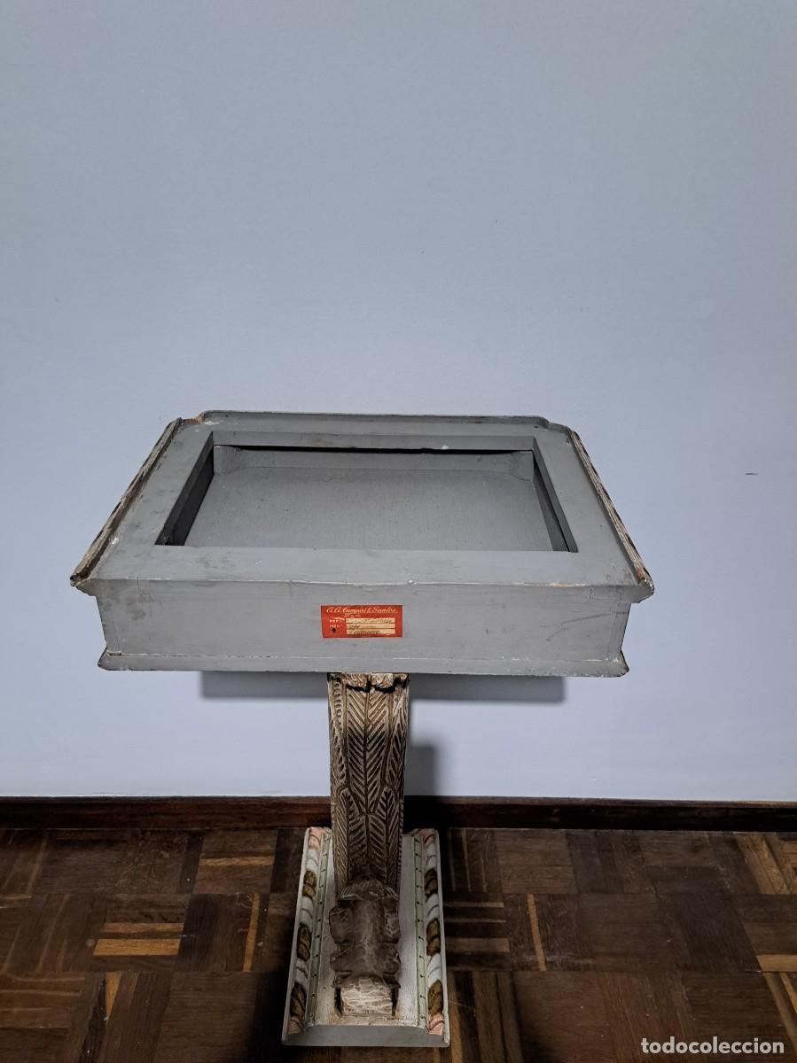 Antig&uuml;edades: MESA AUXILIAR DE MADERA Y M&Aacute;RMOL - CISNE - Foto 13