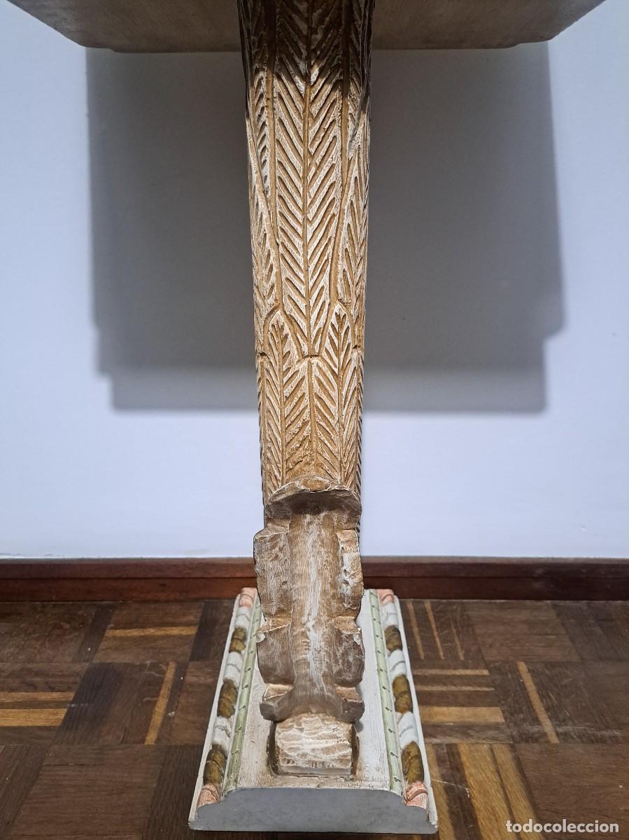 Antig&uuml;edades: MESA AUXILIAR DE MADERA Y M&Aacute;RMOL - CISNE - Foto 14