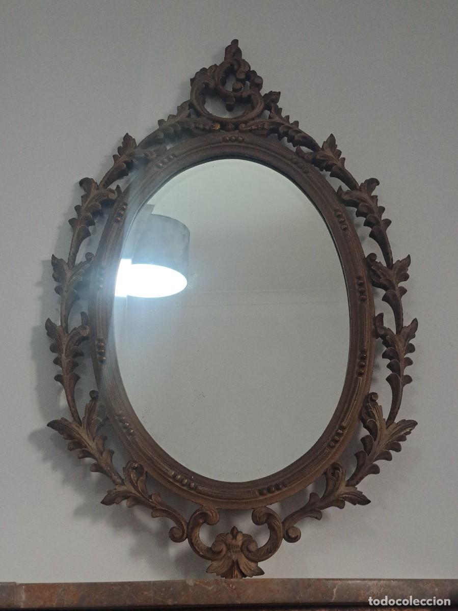 Antig&uuml;edades: CONSOLA CRED&Ecirc;NCIA COM ESPELHO EN MADERA TALLHADA - Foto 4
