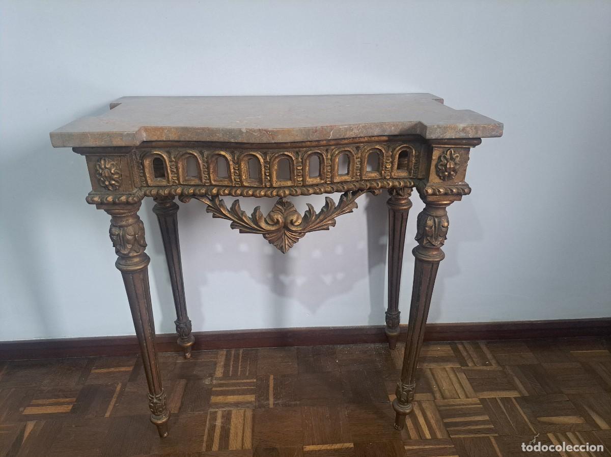 Antig&uuml;edades: CONSOLA CRED&Ecirc;NCIA COM ESPELHO EN MADERA TALLHADA - Foto 13