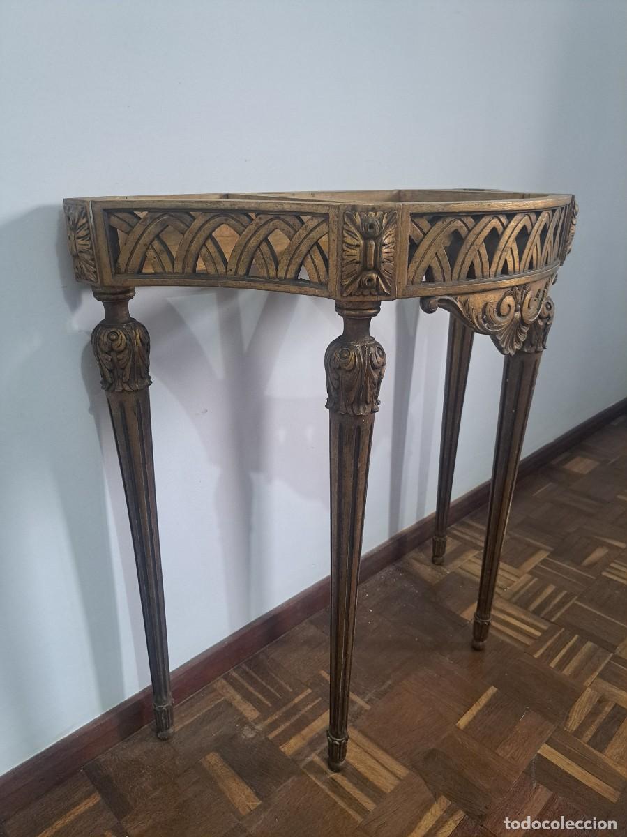 Antig&uuml;edades: CONSOLA EN MADERA TALLADA Y DORADA - Foto 8