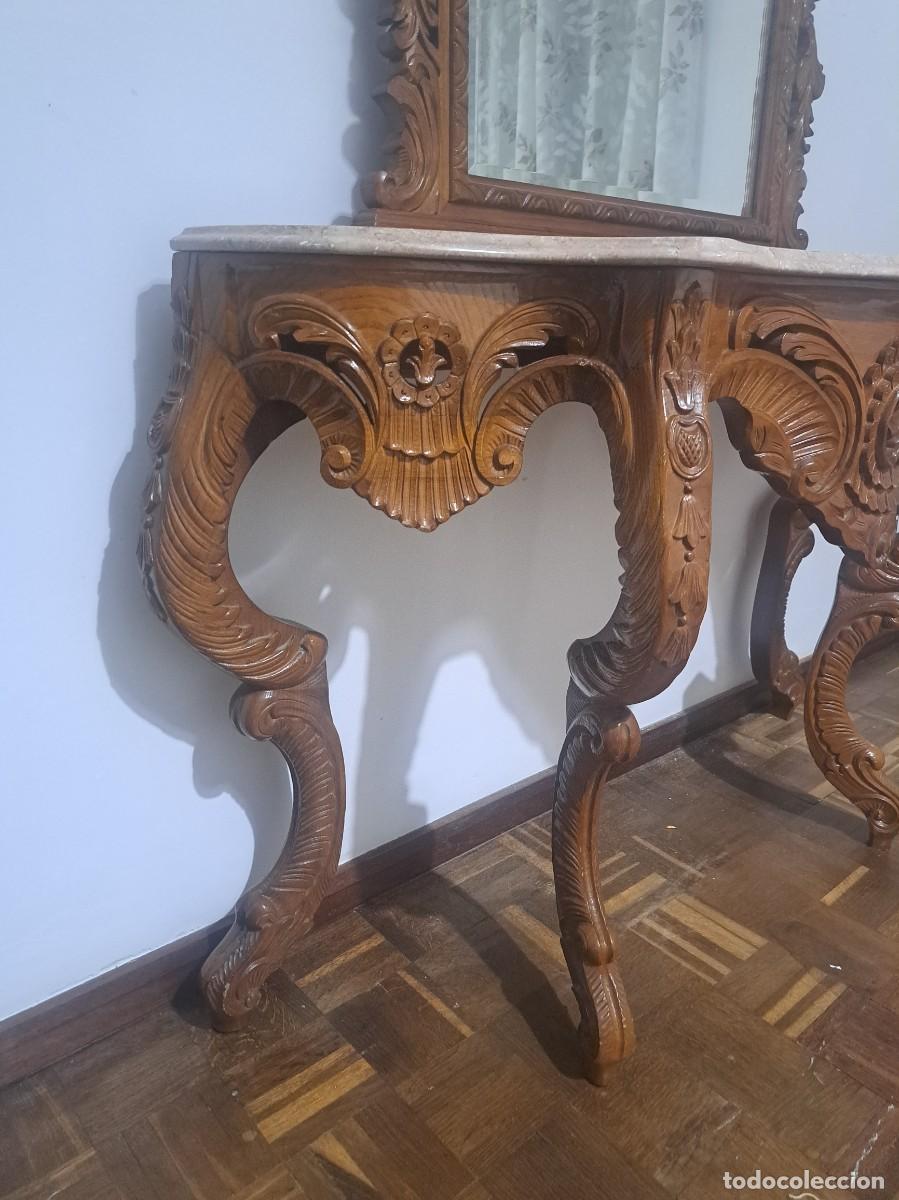 Antig&uuml;edades: CONSOLA Y ESPEJO DE MADERA TALLADA - Foto 3