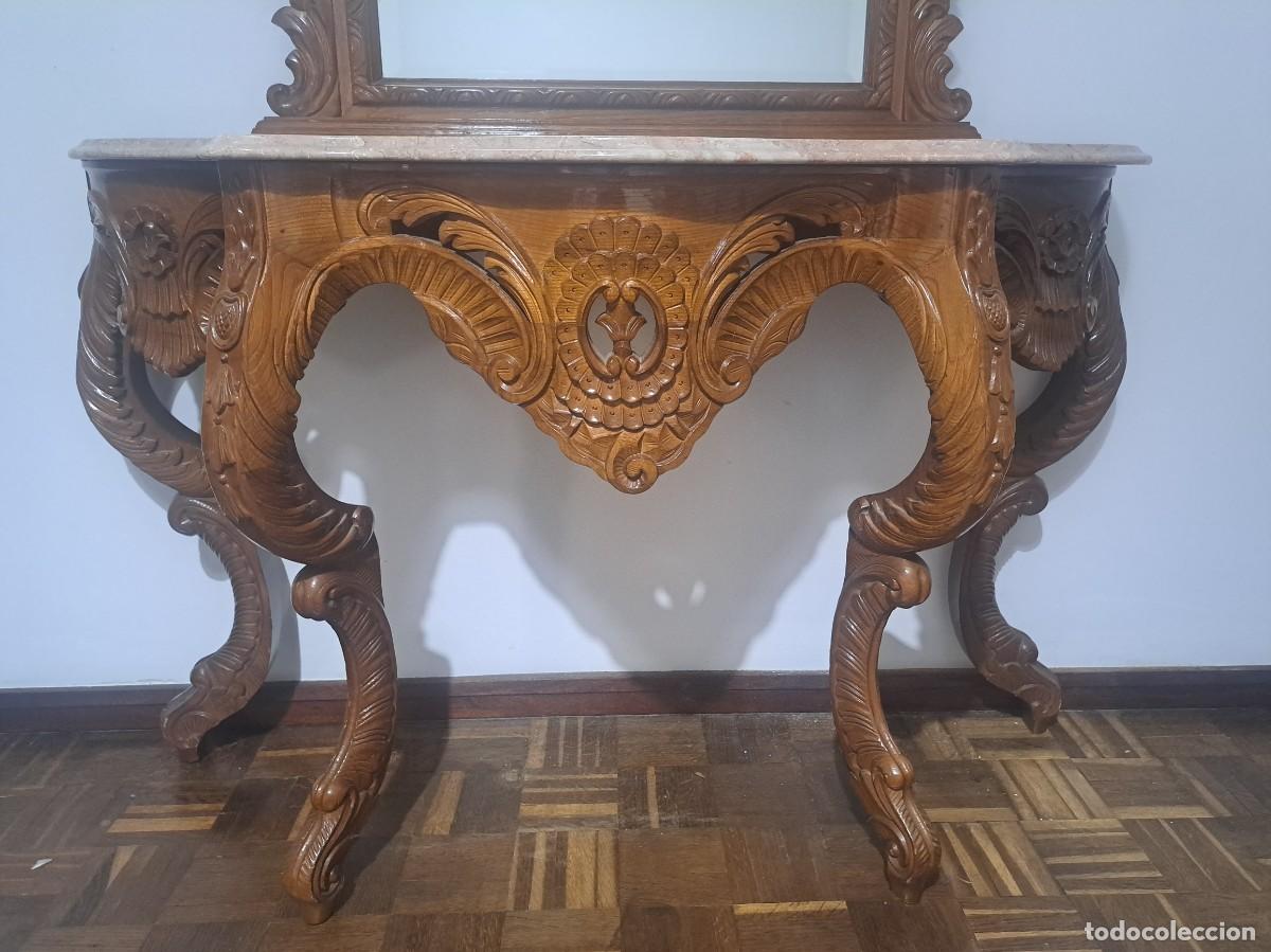 Antig&uuml;edades: CONSOLA Y ESPEJO DE MADERA TALLADA - Foto 4