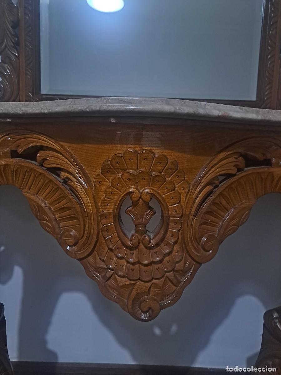Antig&uuml;edades: CONSOLA Y ESPEJO DE MADERA TALLADA - Foto 6