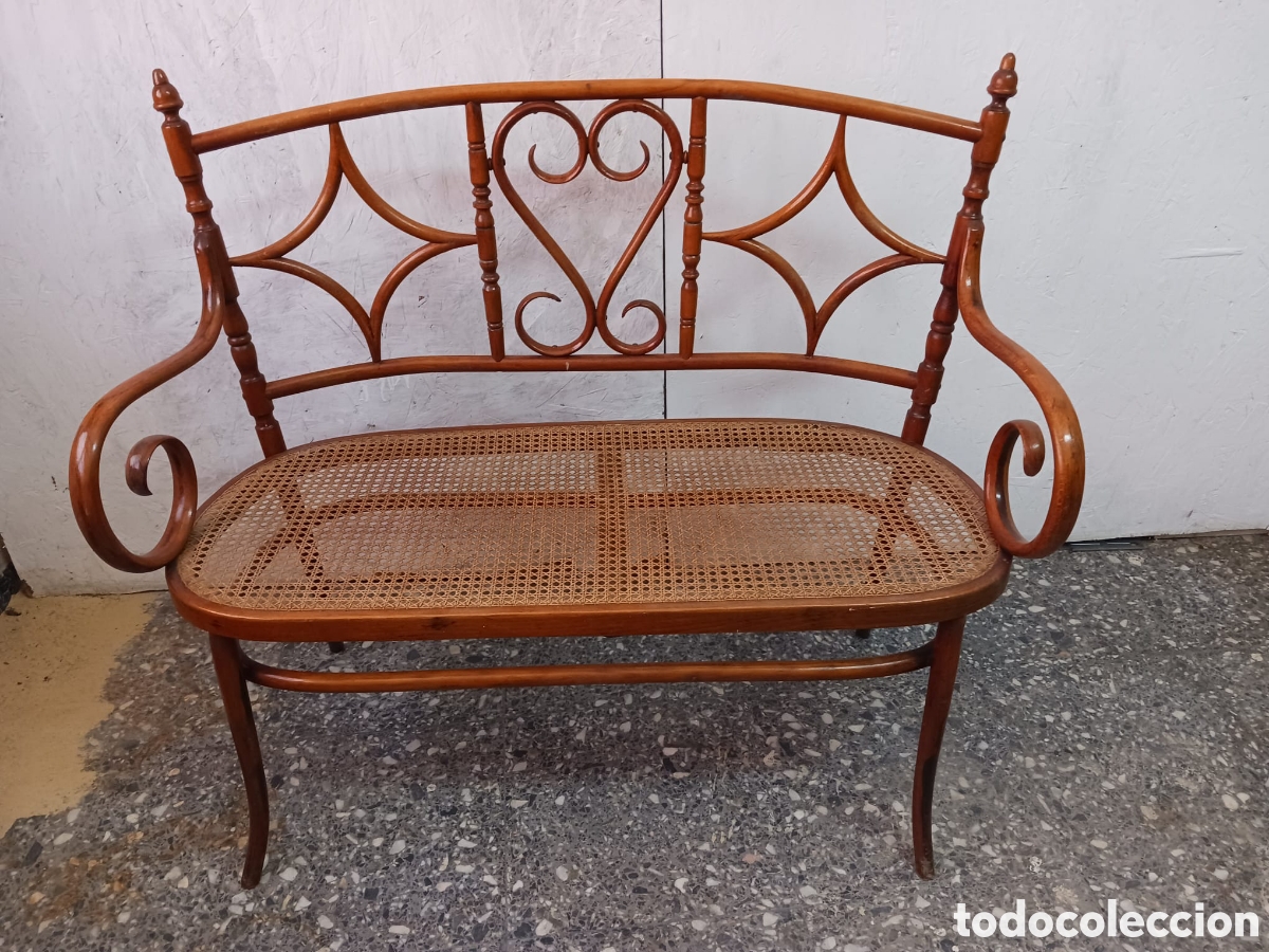 Antig&uuml;edades: SOFA REJILLA Y MADERA - Foto 2