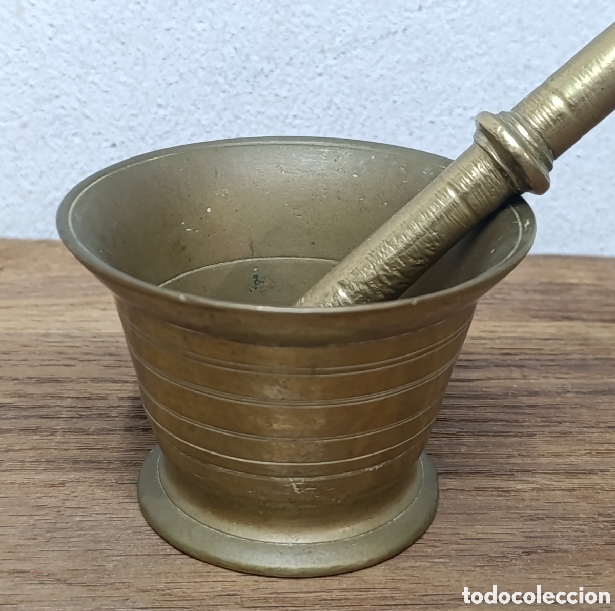 Antig&uuml;edades: ANTIGUO ALMIREZ DE BRONCE CON SU MAZA ORIGINAL - Foto 3
