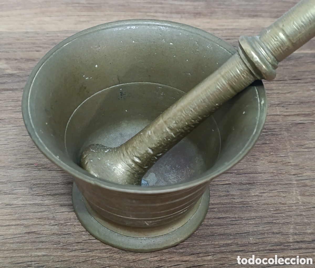 Antig&uuml;edades: ANTIGUO ALMIREZ DE BRONCE CON SU MAZA ORIGINAL - Foto 5