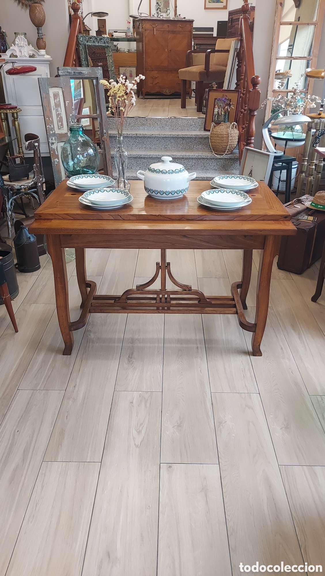 Antig&uuml;edades: Mesa de madera de casta&ntilde;o circa 1940 - Foto 8