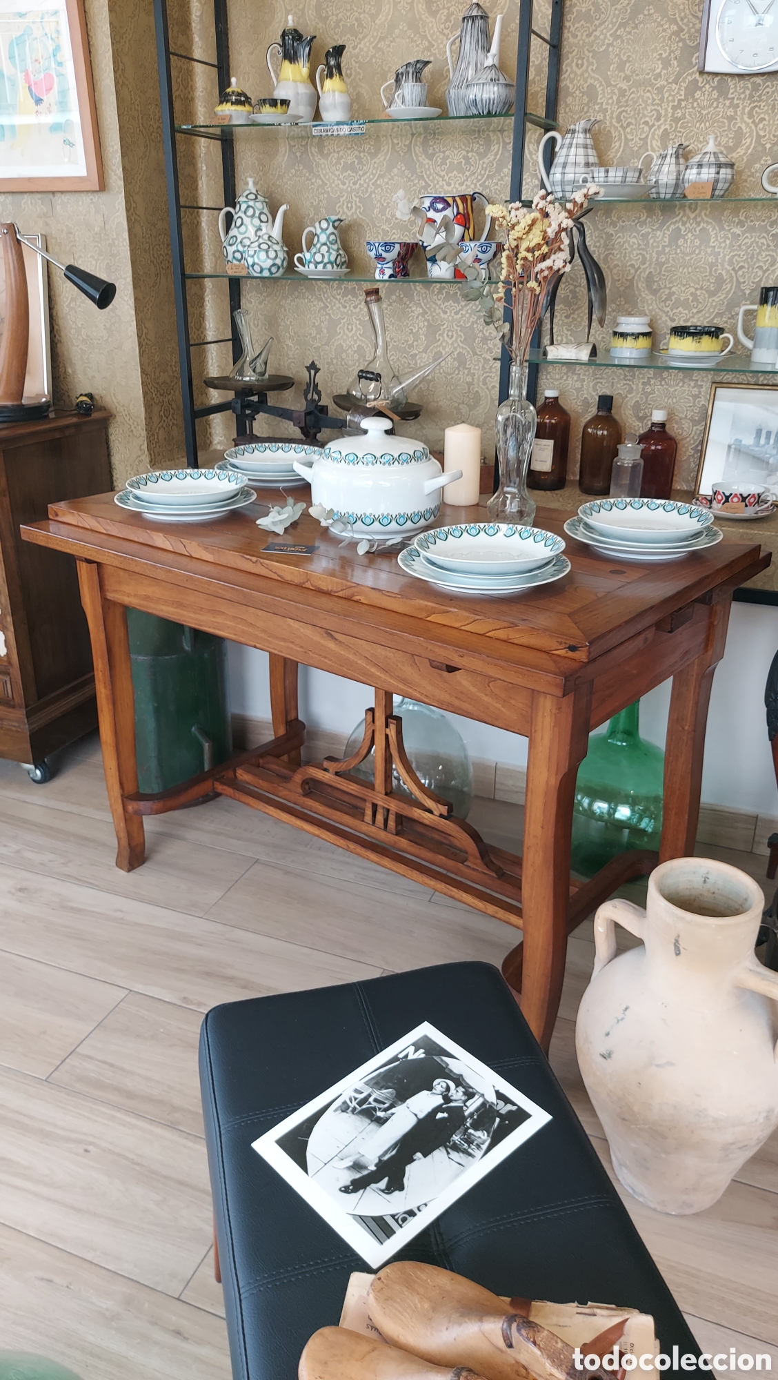 Antig&uuml;edades: Mesa de madera de casta&ntilde;o circa 1940 - Foto 9