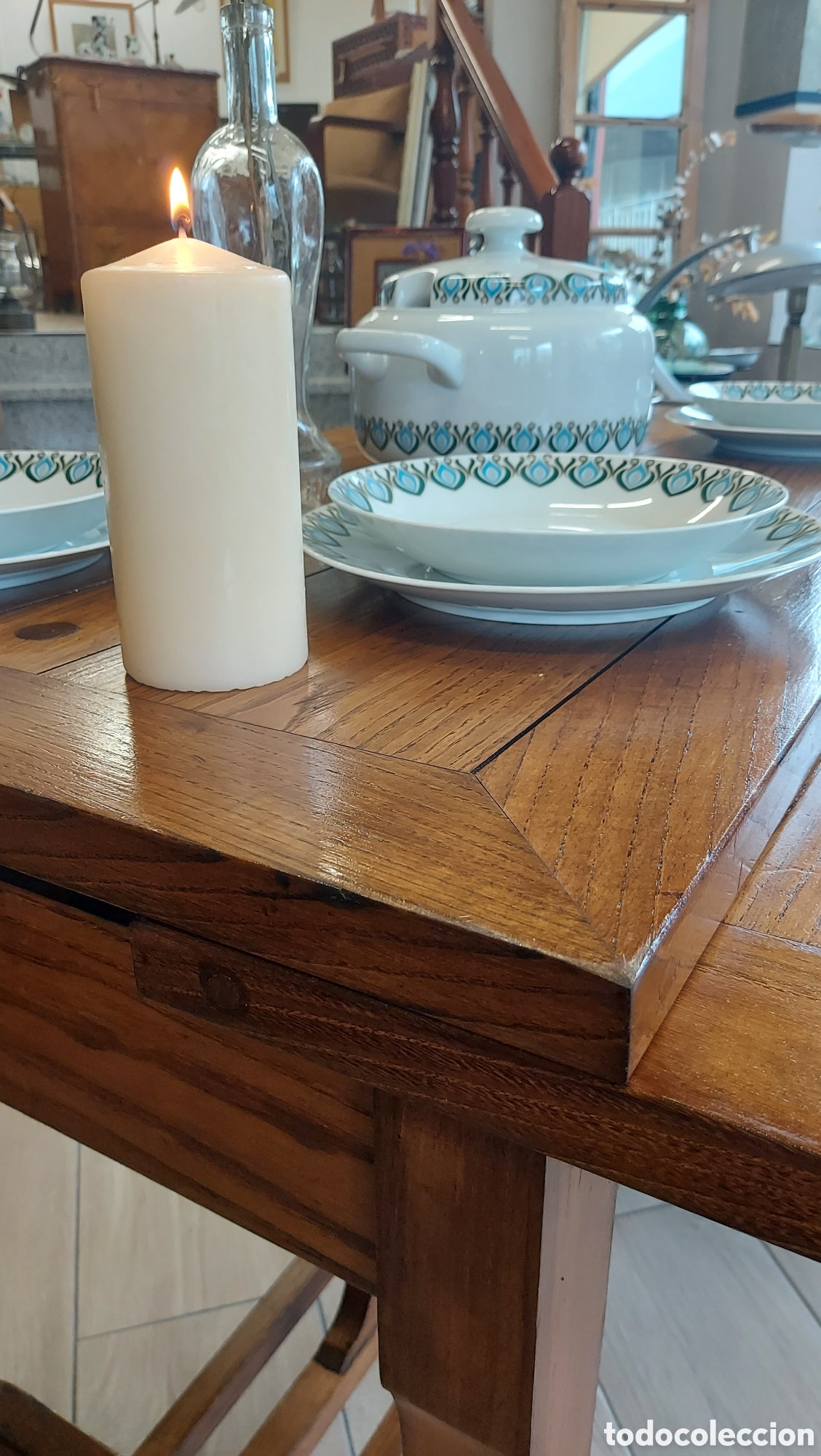 Antig&uuml;edades: Mesa de madera de casta&ntilde;o circa 1940 - Foto 10