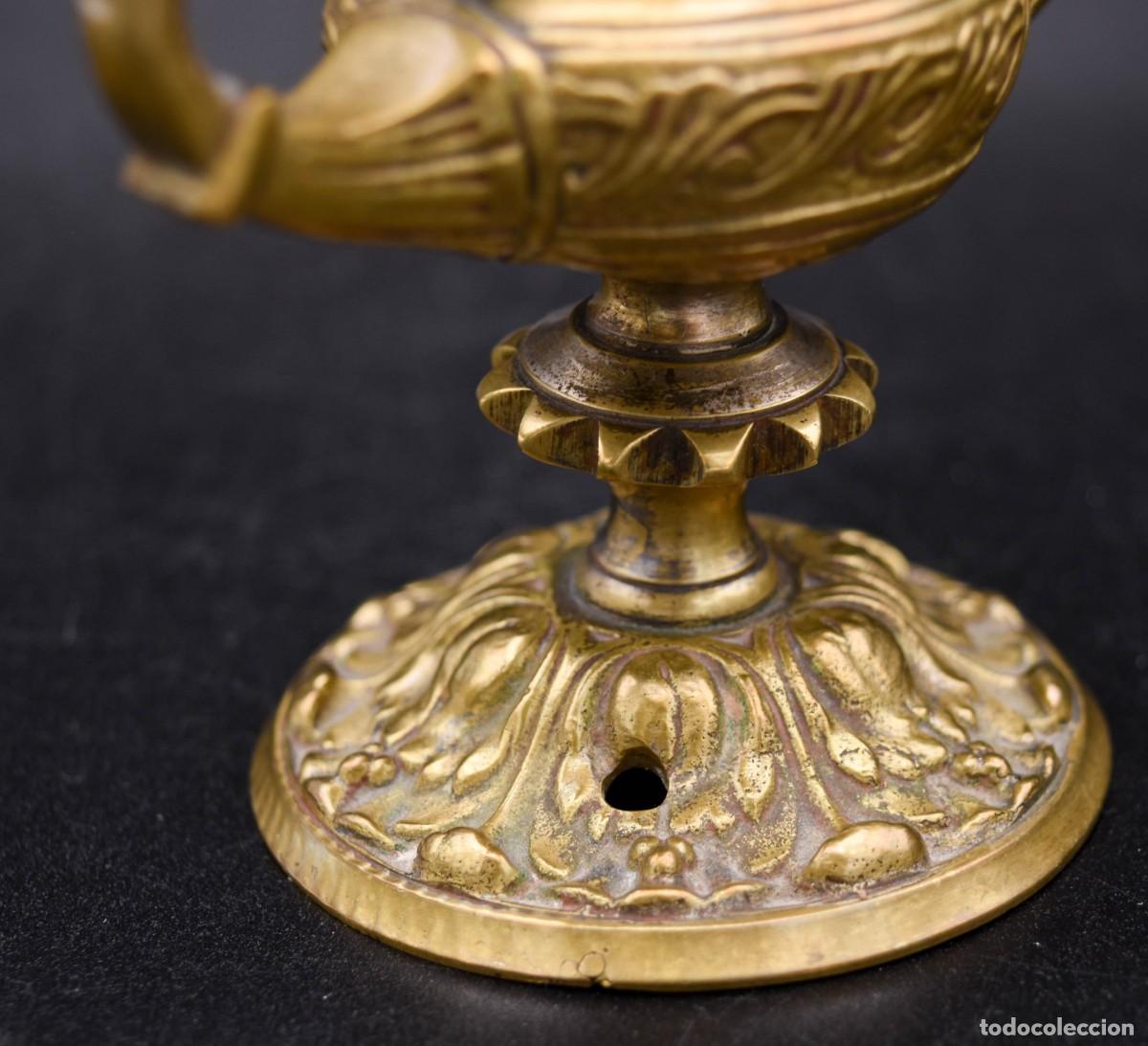 Antig&uuml;edades: L&aacute;mpara aladina realizada de bronce - Foto 4