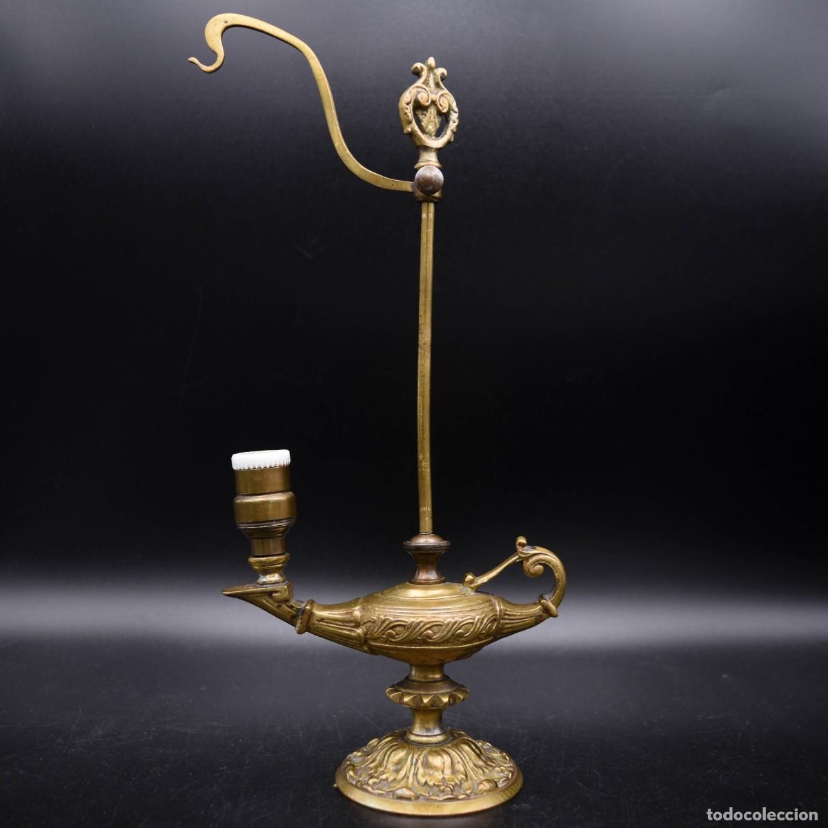 Antig&uuml;edades: L&aacute;mpara aladina realizada de bronce - Foto 10