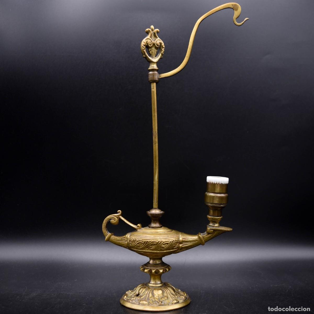 Antig&uuml;edades: L&aacute;mpara aladina realizada de bronce - Foto 14