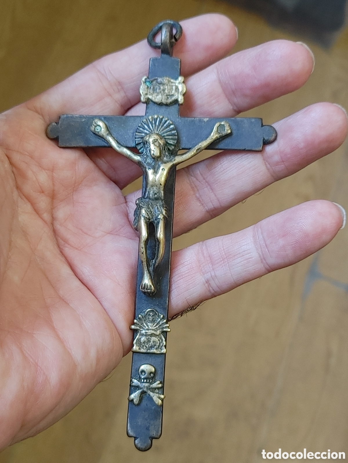 Antig&uuml;edades: Cristo en bronce. S. XVIII. - Foto 2