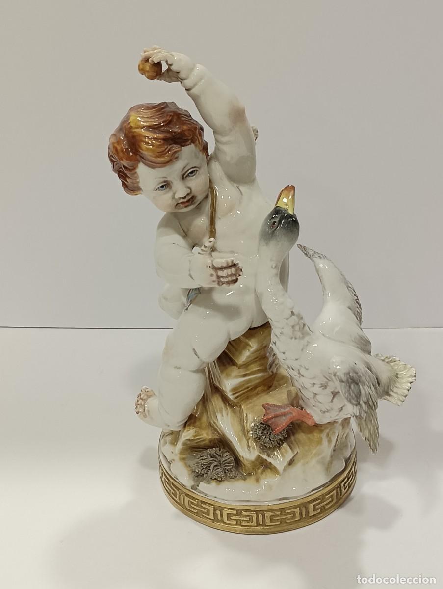 Antig&uuml;edades: ANGELOTE PORCELANA ALGORA CON OCA - Foto 1