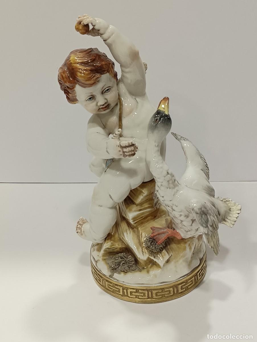 Antig&uuml;edades: ANGELOTE PORCELANA ALGORA CON OCA - Foto 2