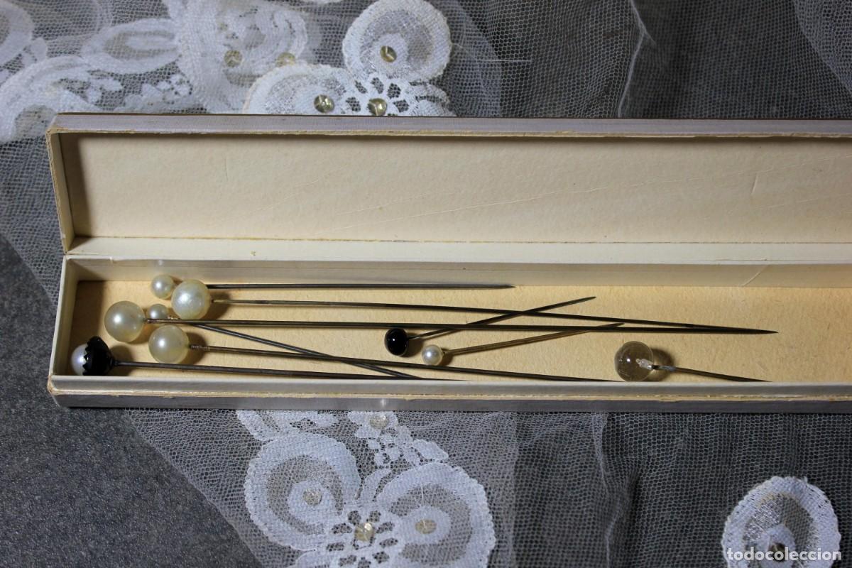 Antiques: Caja de Alfileres Vintage, Alfiler Perla, Alfiler Sombrero, Detalle Boda, Alfileres de Bruselas