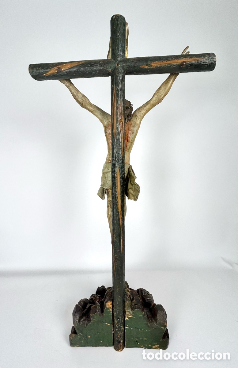 Antig&uuml;edades: Gran Cristo crucificado madera 1775&ndash;1850. - Foto 11