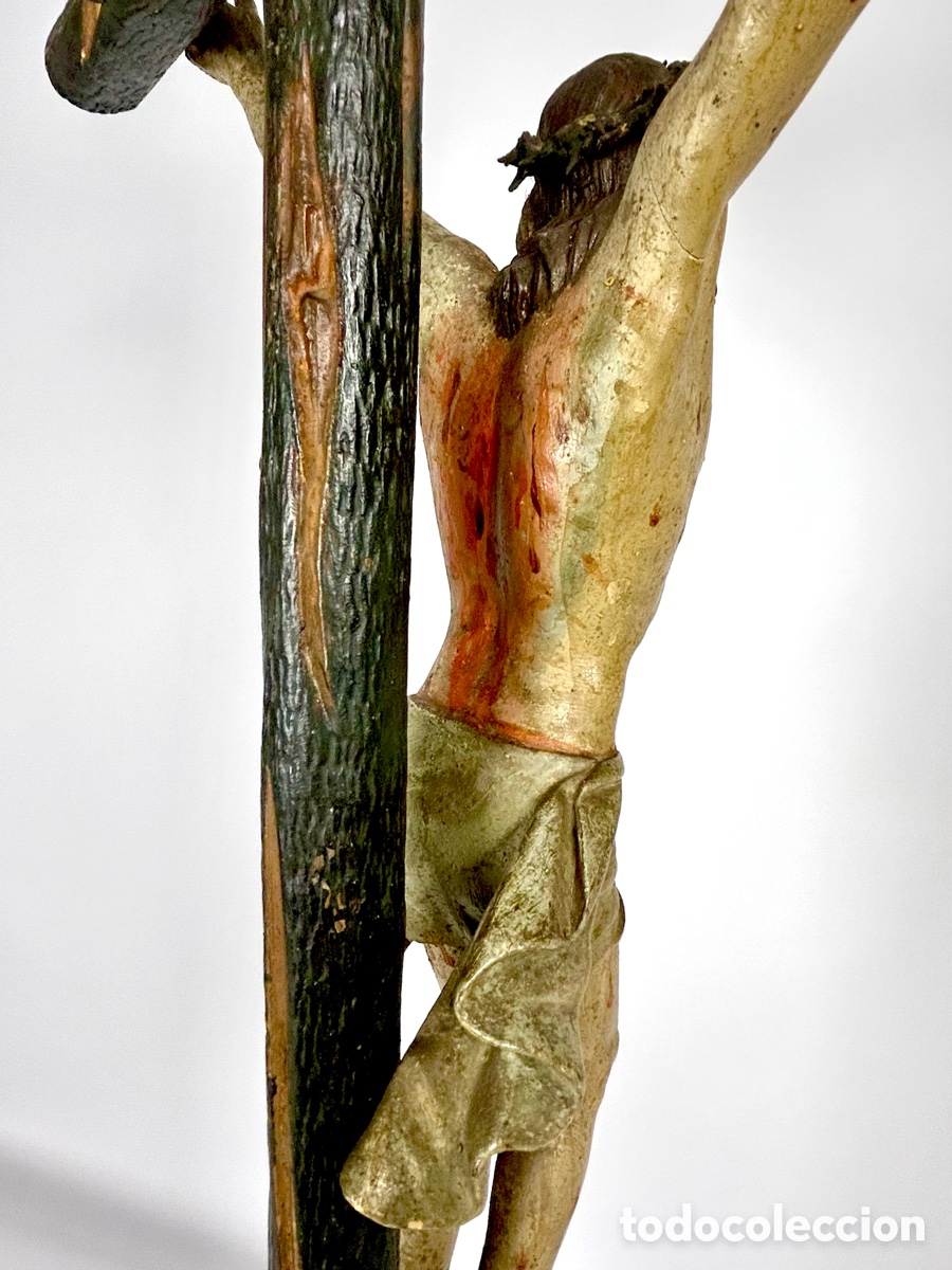 Antig&uuml;edades: Gran Cristo crucificado madera 1775&ndash;1850. - Foto 12